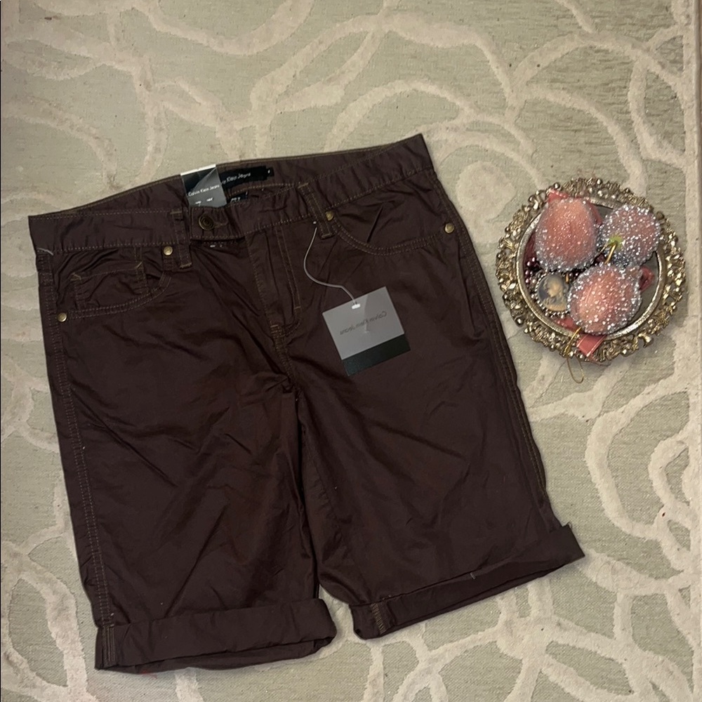 NWT🌷CALVIN KLEIN JEANS🌷Bark brown cotton Bermuda shorts